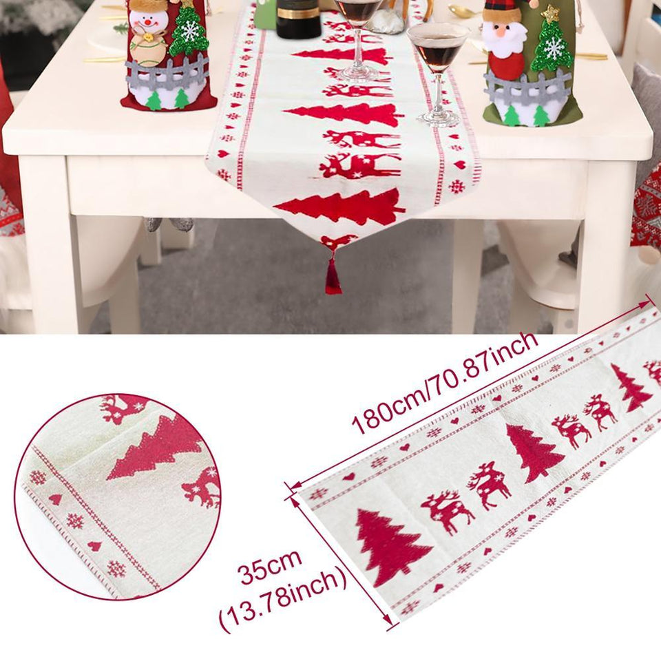 Christmas Decorations Electric Embroidered Knitted Cloth Table Runner