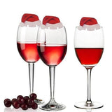 10-Piece Red Paper Christmas Hat Wine Glass and Champagne Cup Cards Set