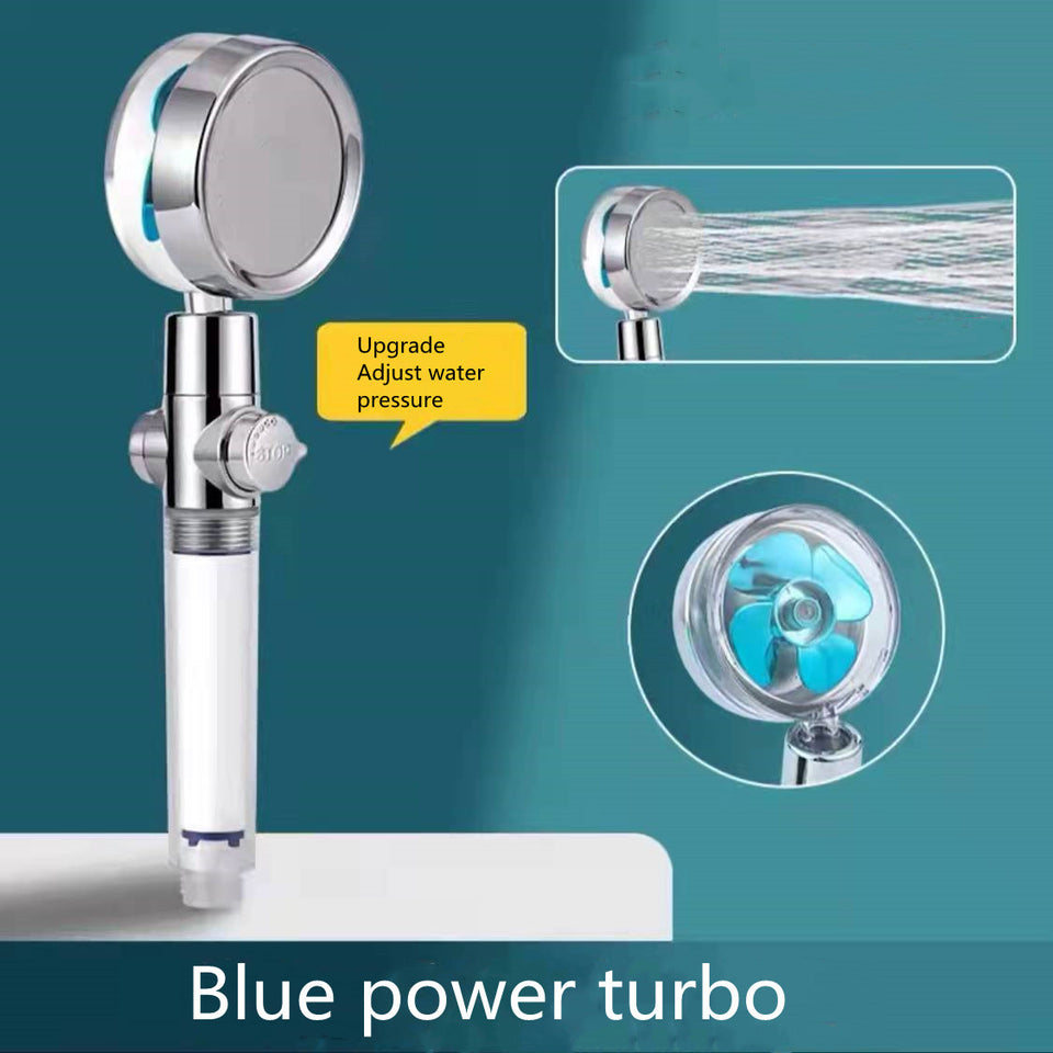 360° Rotating Water-Saving Shower Head with Built-in Fan