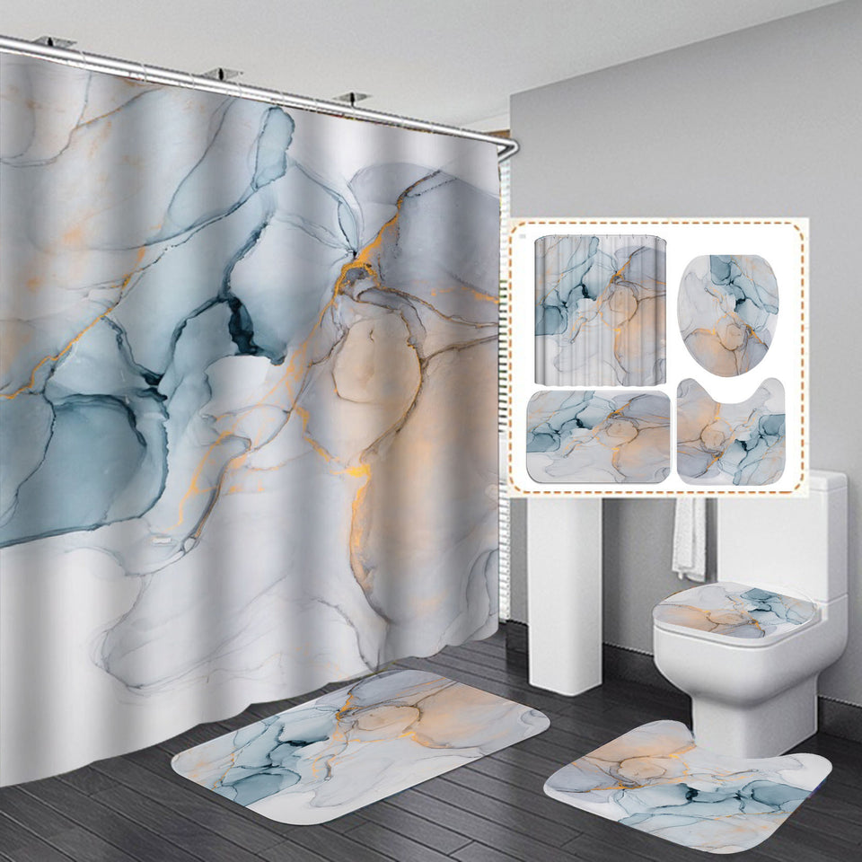 3D Geometric Shower Curtain Set,