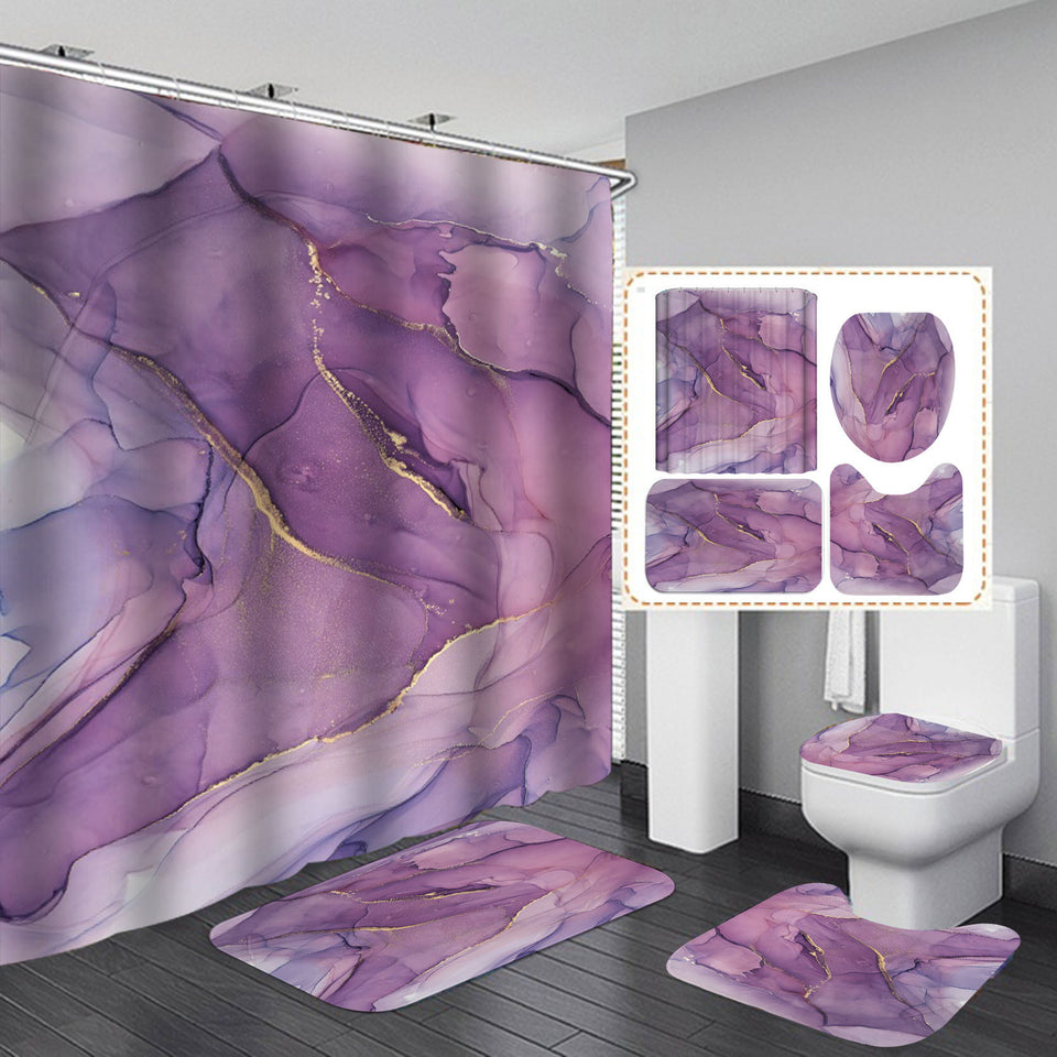 3D Geometric Shower Curtain Set,