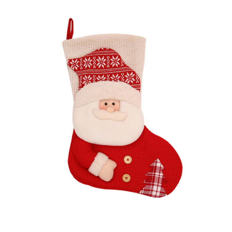 Large Red and White Knitted Christmas Stocking