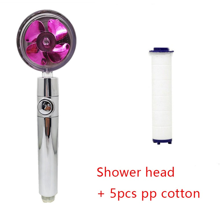 360° Rotating Water-Saving Shower Head with Built-in Fan
