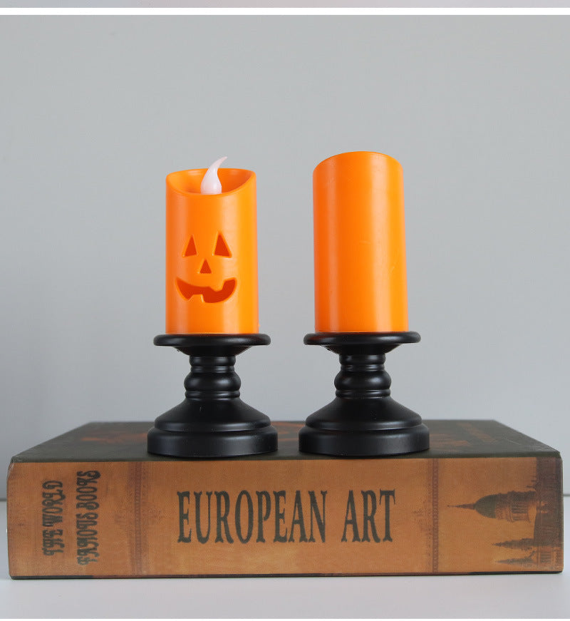 LED Halloween Pumpkin Candlestick – Multi-Color Tabletop Décor for Party & Home
