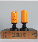 LED Halloween Pumpkin Candlestick – Multi-Color Tabletop Décor for Party & Home