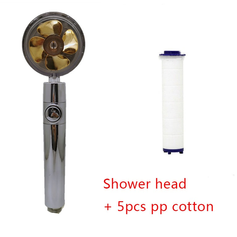 360° Rotating Water-Saving Shower Head with Built-in Fan