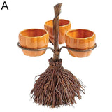Halloween Broom Pumpkin Snack Bowl Rack Decorations Home Decor