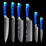 8-inch Chef Knife with Blue Resin Handle