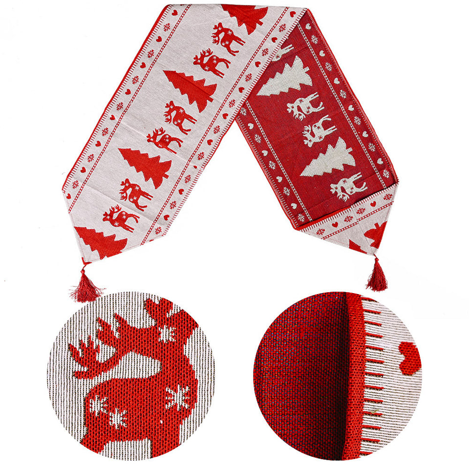 Christmas Decorations Electric Embroidered Knitted Cloth Table Runner