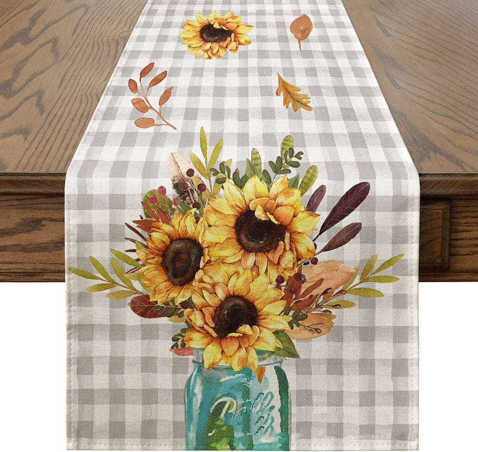 Linen Thanksgiving Table Cloth Vintage Pumpkin Table Cloth Dining Table Decoration Thermal Insulation Non Slip Table Flag