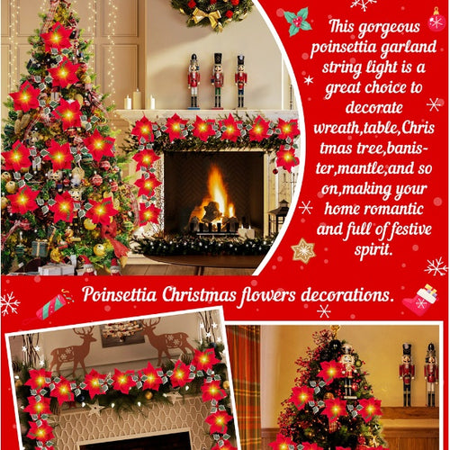 LED First-Grade Christmas Lights featuring red flowers and red fruits,