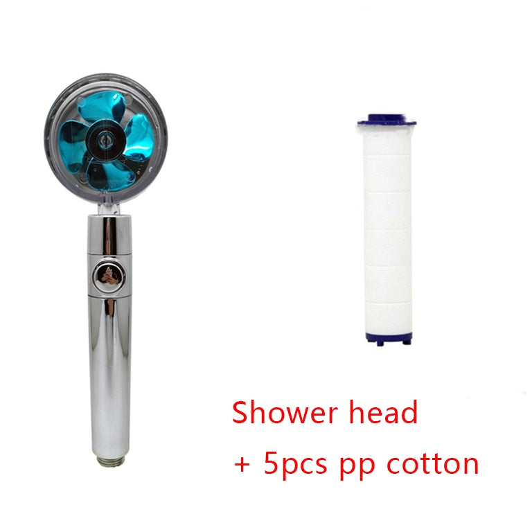 360° Rotating Water-Saving Shower Head with Built-in Fan