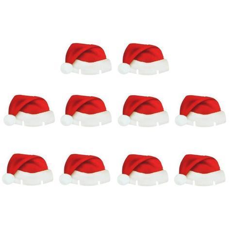 10-Piece Red Paper Christmas Hat Wine Glass and Champagne Cup Cards Set