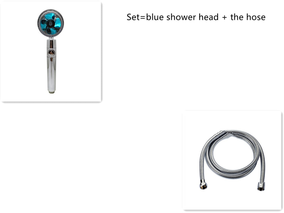 360° Rotating Water-Saving Shower Head with Built-in Fan