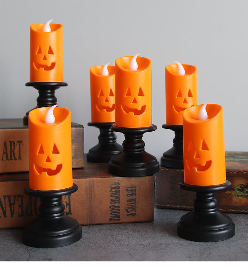 LED Halloween Pumpkin Candlestick – Multi-Color Tabletop Décor for Party & Home