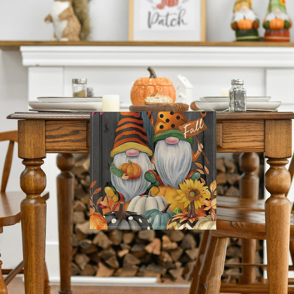 Linen Thanksgiving Table Cloth Vintage Pumpkin Table Cloth Dining Table Decoration Thermal Insulation Non Slip Table Flag