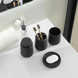 Matte Black Bathroom Accessories Set Plastic Soap Dispenser Toothbrush Holder Cup Soap Dish For Modern Bathroom Decor