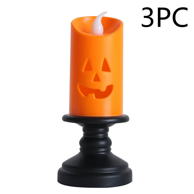 LED Halloween Pumpkin Candlestick – Multi-Color Tabletop Décor for Party & Home