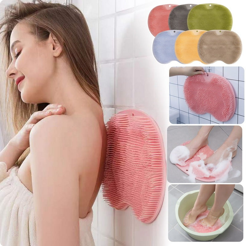 Massage Bath Brush & Non-Slip Bath Mat Set,