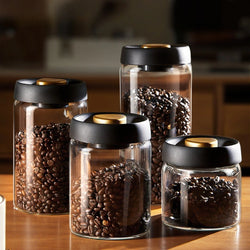 Coffee Beans Vacuum-Sealed Glass Storage Jar