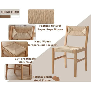 Mid Century Modern Rattan Beechwood Woven Dining Chair