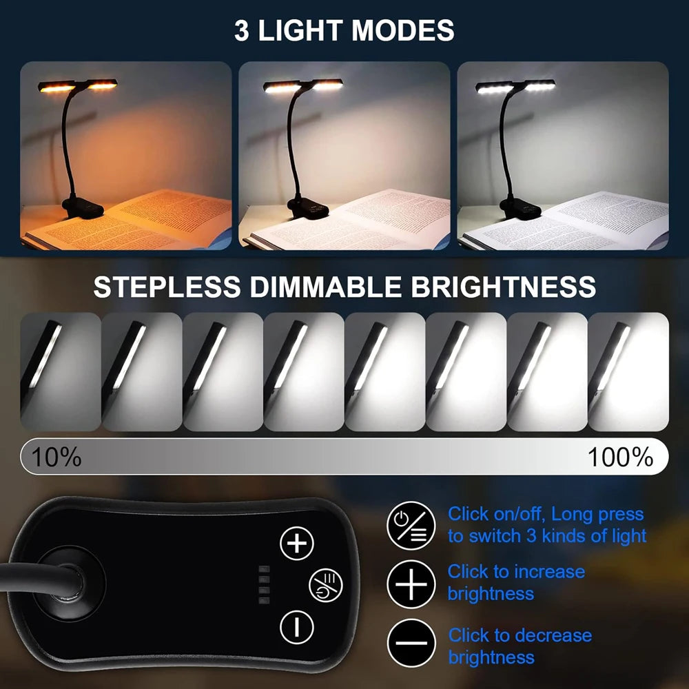 Dual Heads 14 LED Touch Control Reading Light