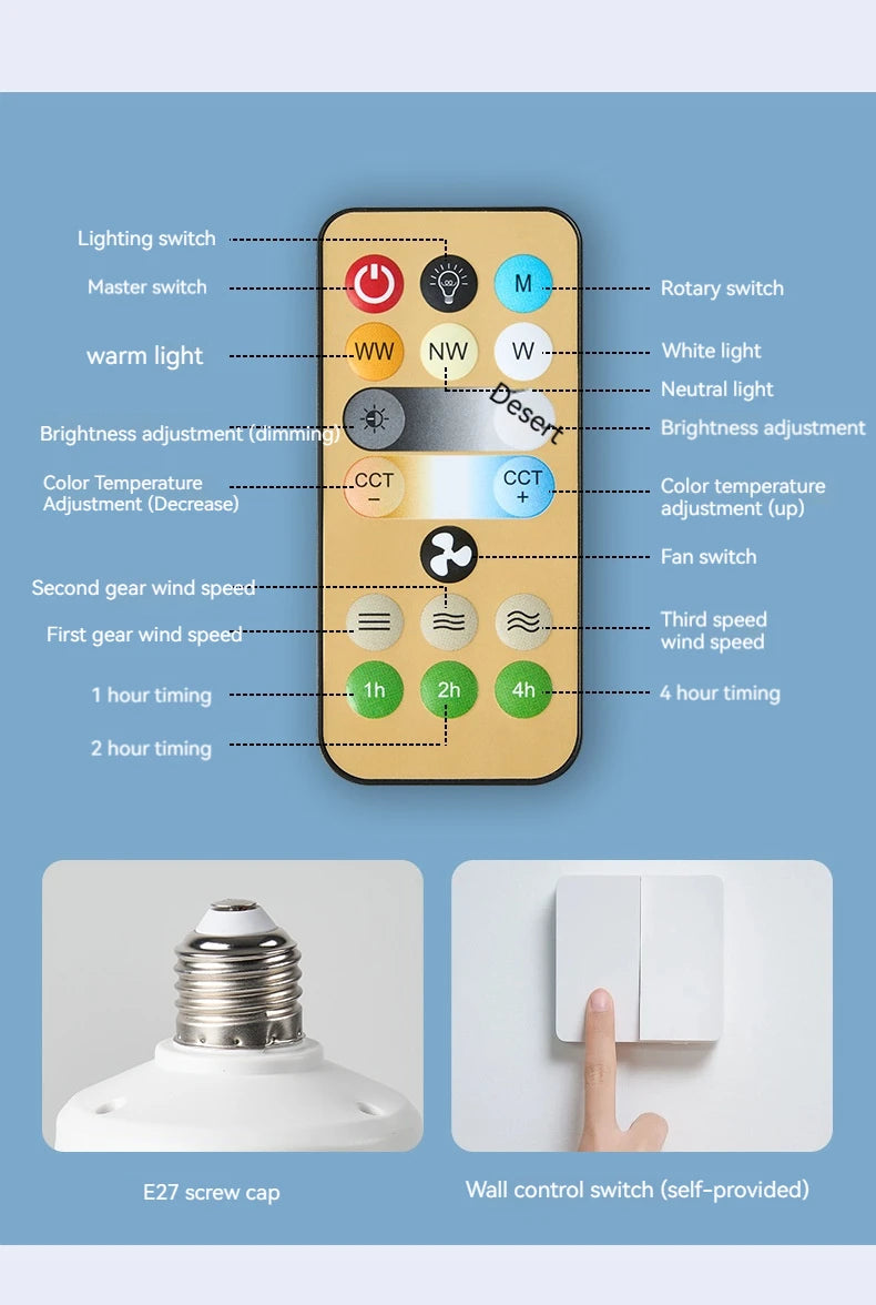 LED Ceiling Fan with Lamp and Remote Control