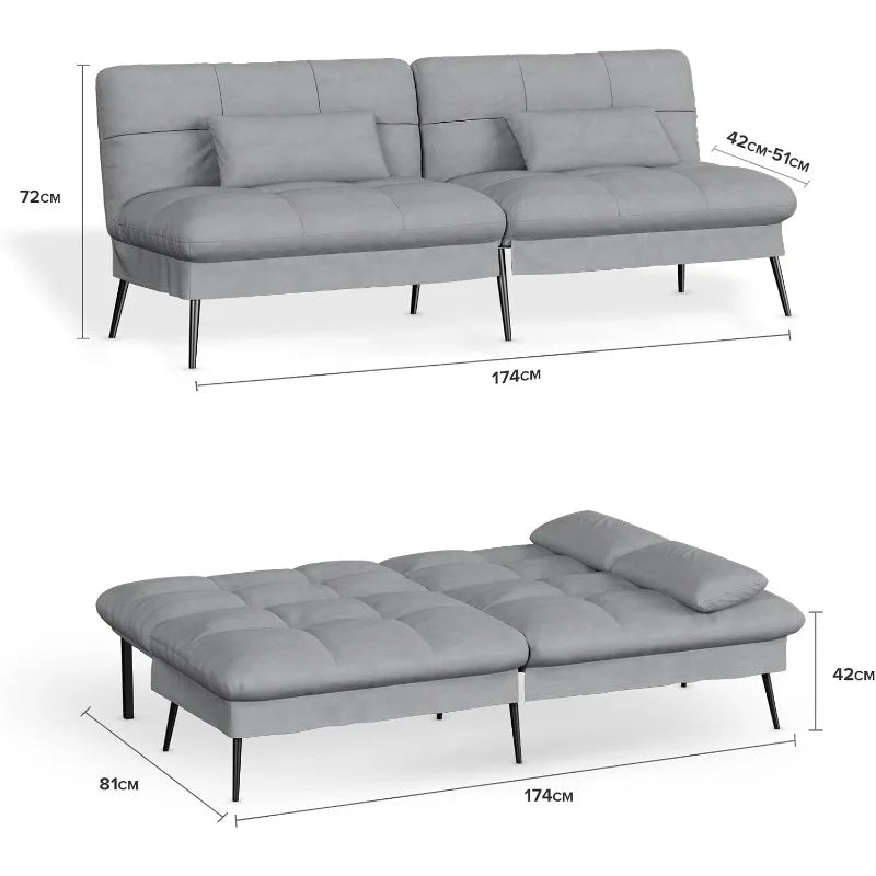 68″Fabric Couch with Adjustable Backrest