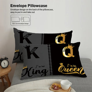 K and Q design printed bedding set