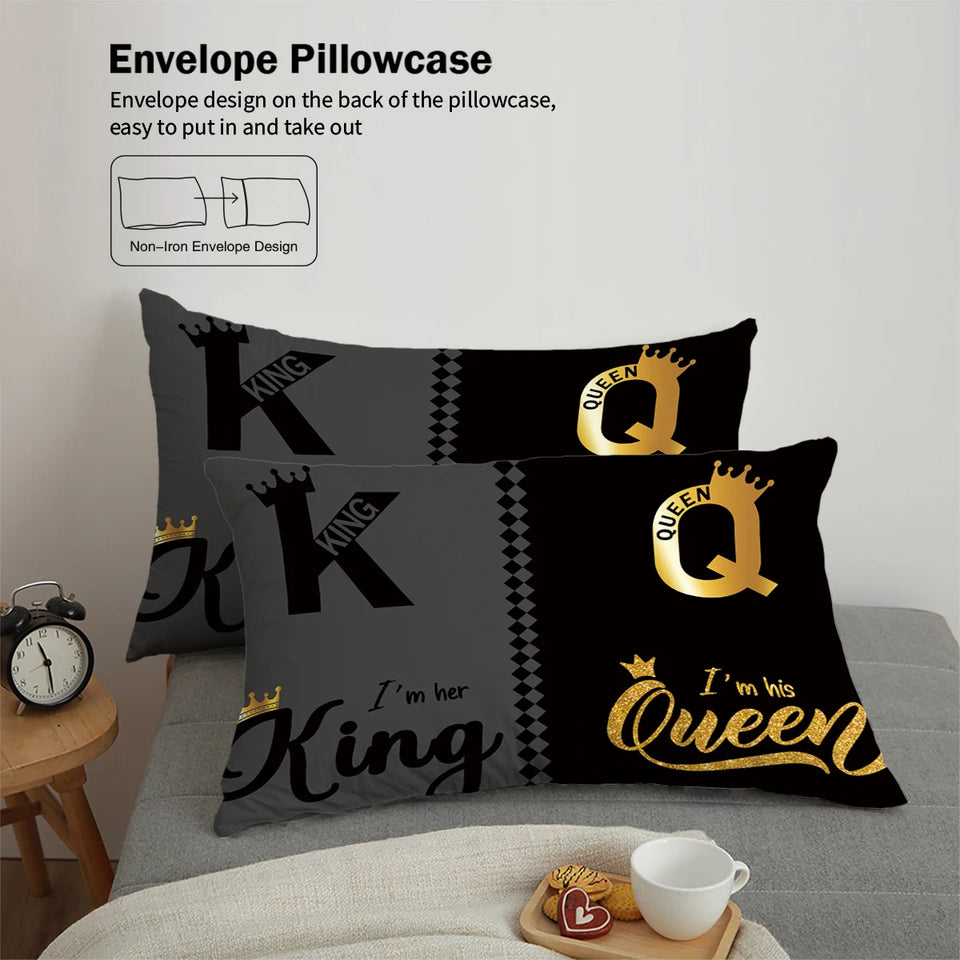 K and Q design printed bedding set