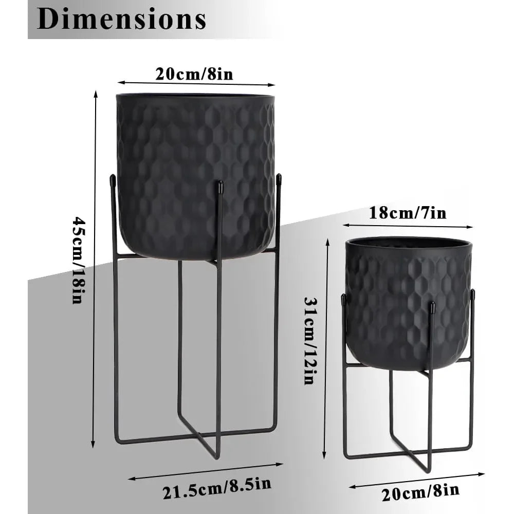 Set of 2 Modern Planters with Stand