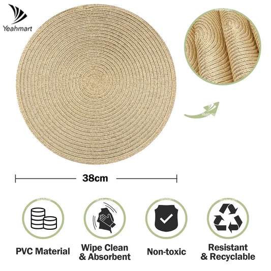 Braided Beige Round Place Mats