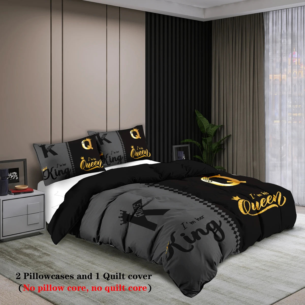 K and Q design printed bedding set