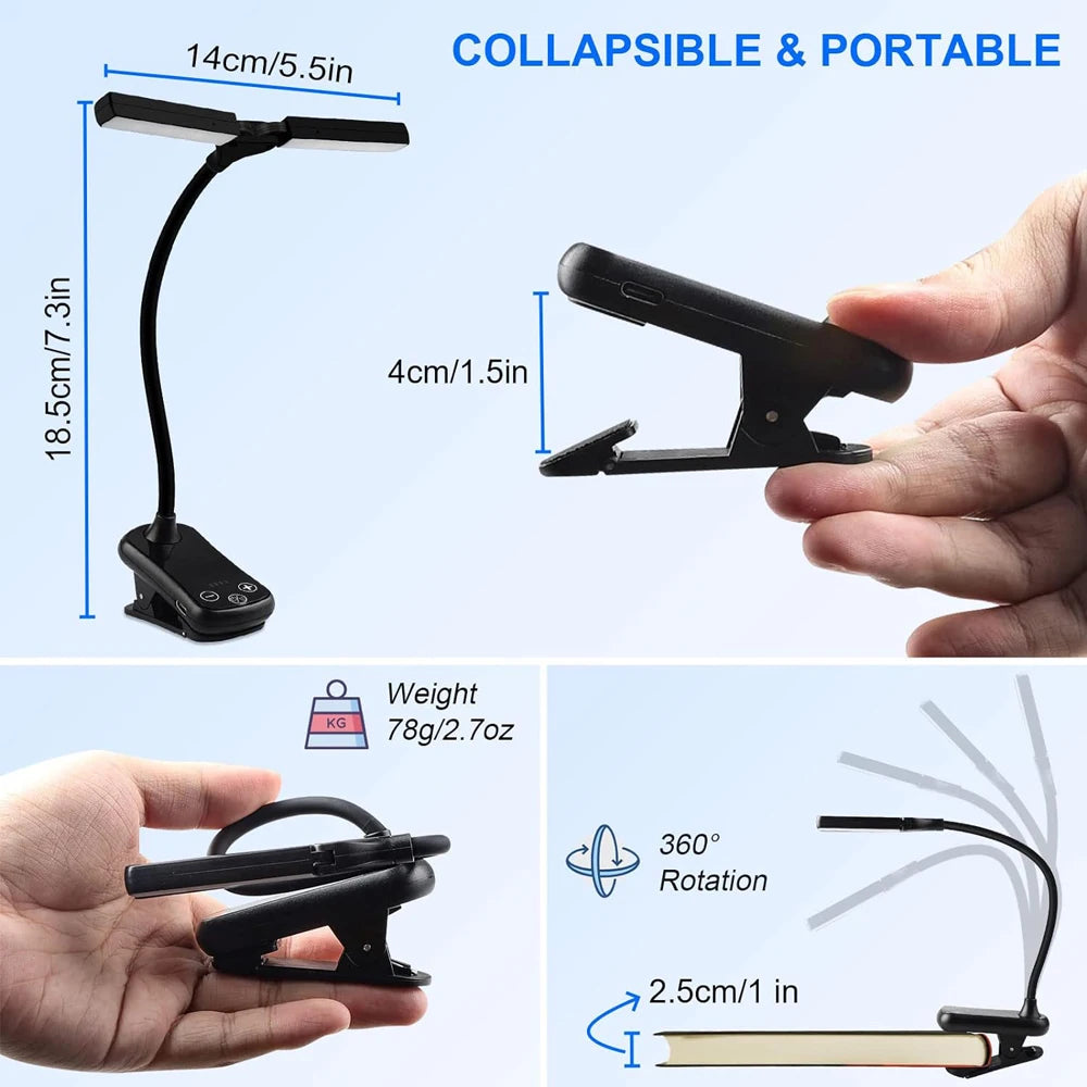 Dual Heads 14 LED Touch Control Reading Light