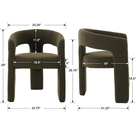 Modern Barrel Upholstered Sherpa Dining Chair