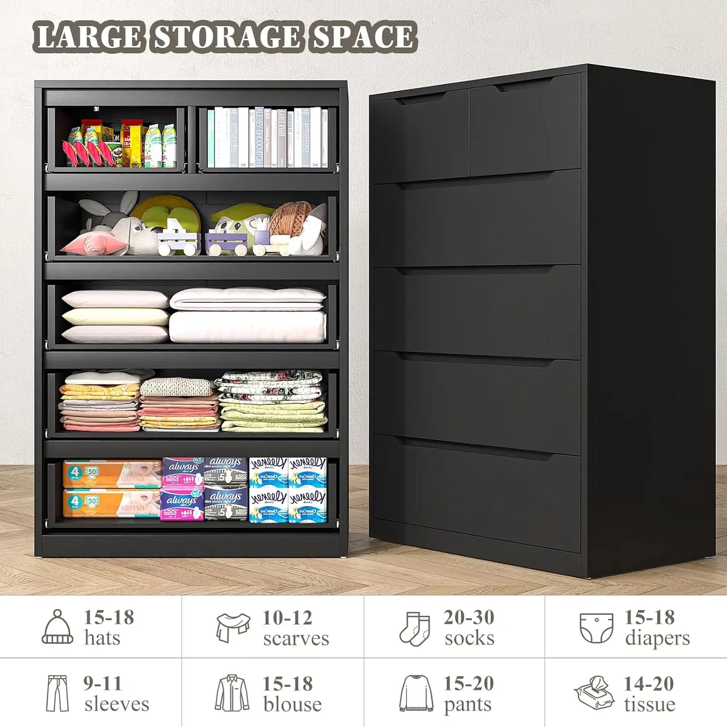 Black Dresser and Tall with Large Organizer