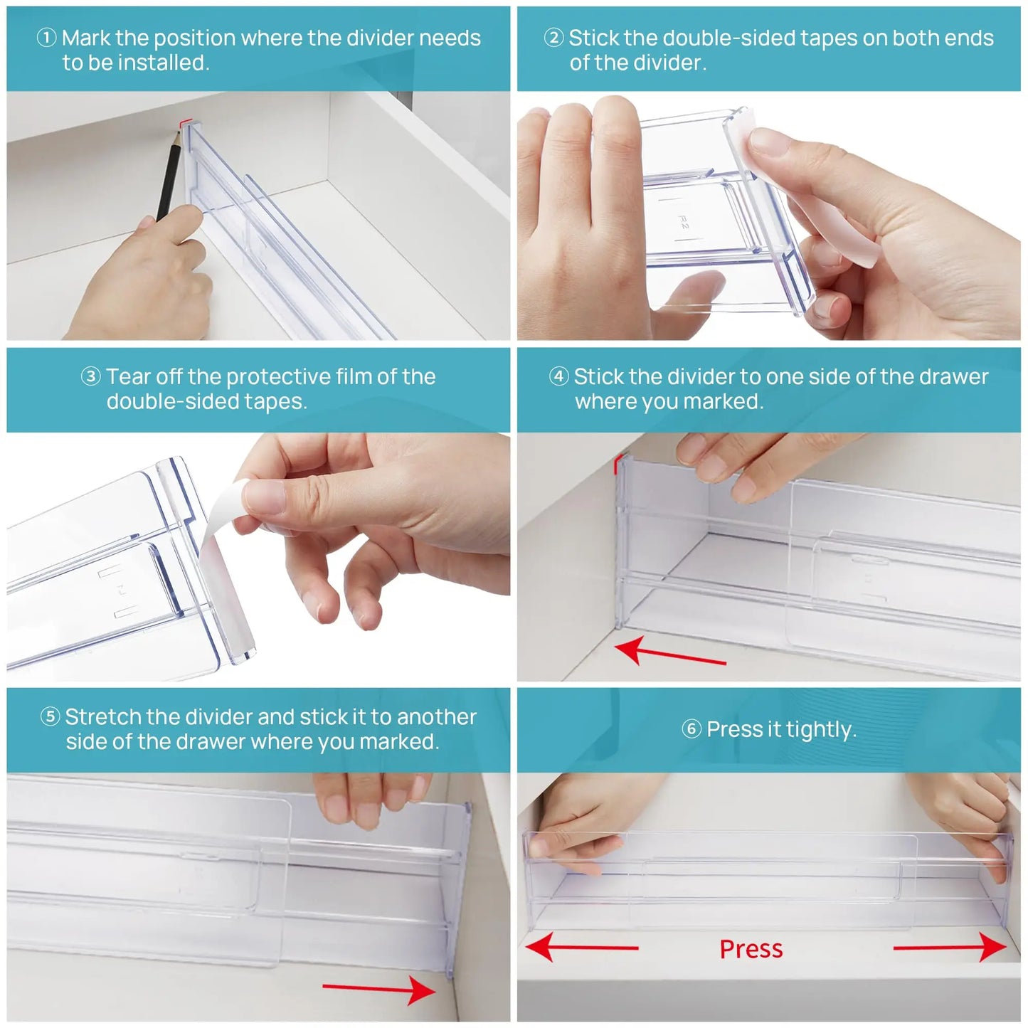 8-Pack Adjustable Drawer Dividers Set