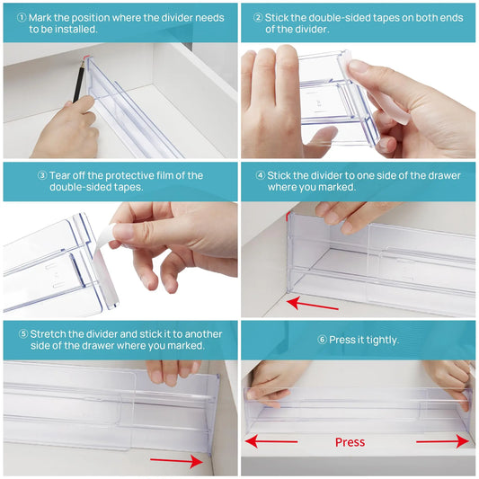 8-Pack Adjustable Drawer Dividers Set