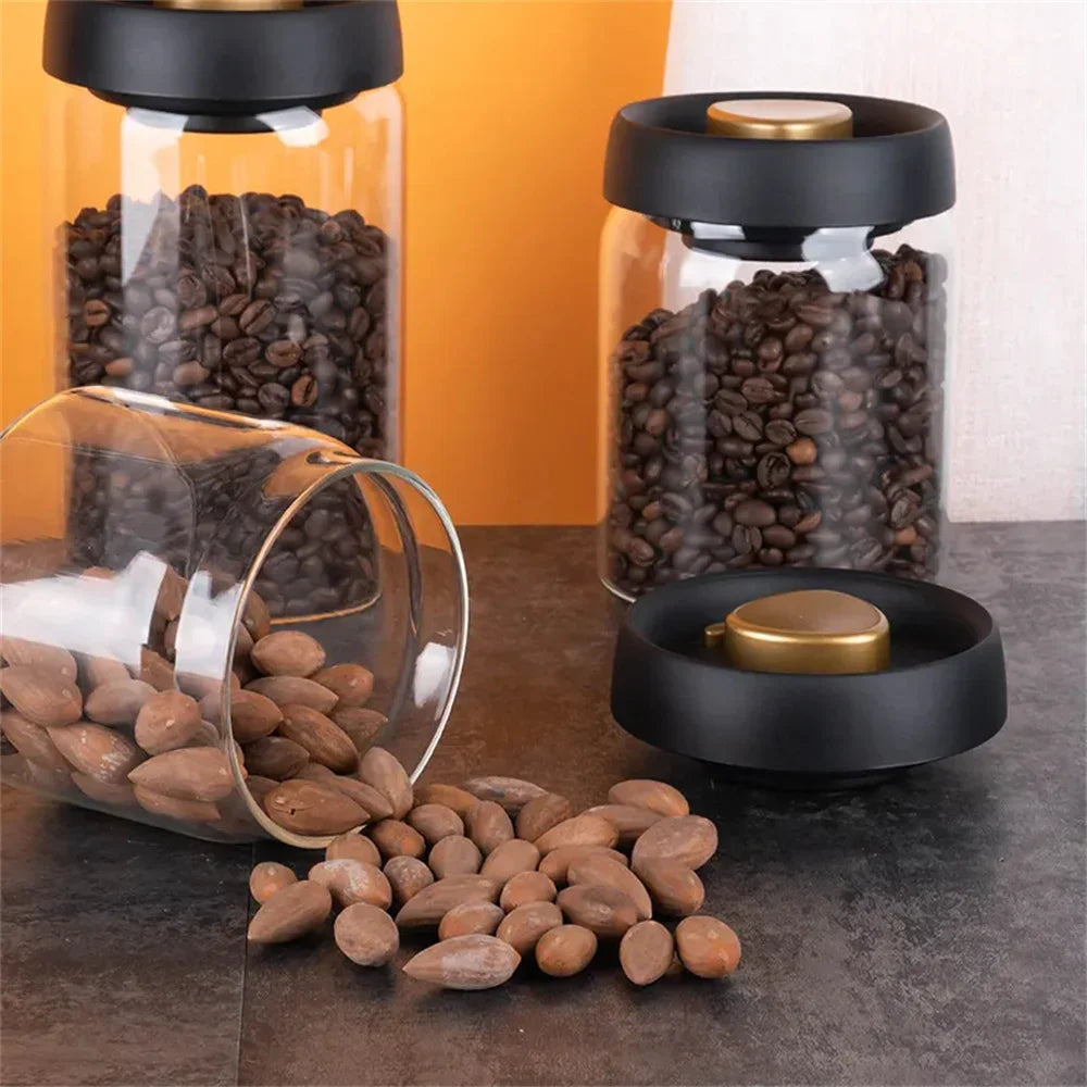 Coffee Beans Vacuum-Sealed Glass Storage Jar