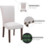 Fabric Dining Room Kitchen Side Chair with Trim and Wood Leg