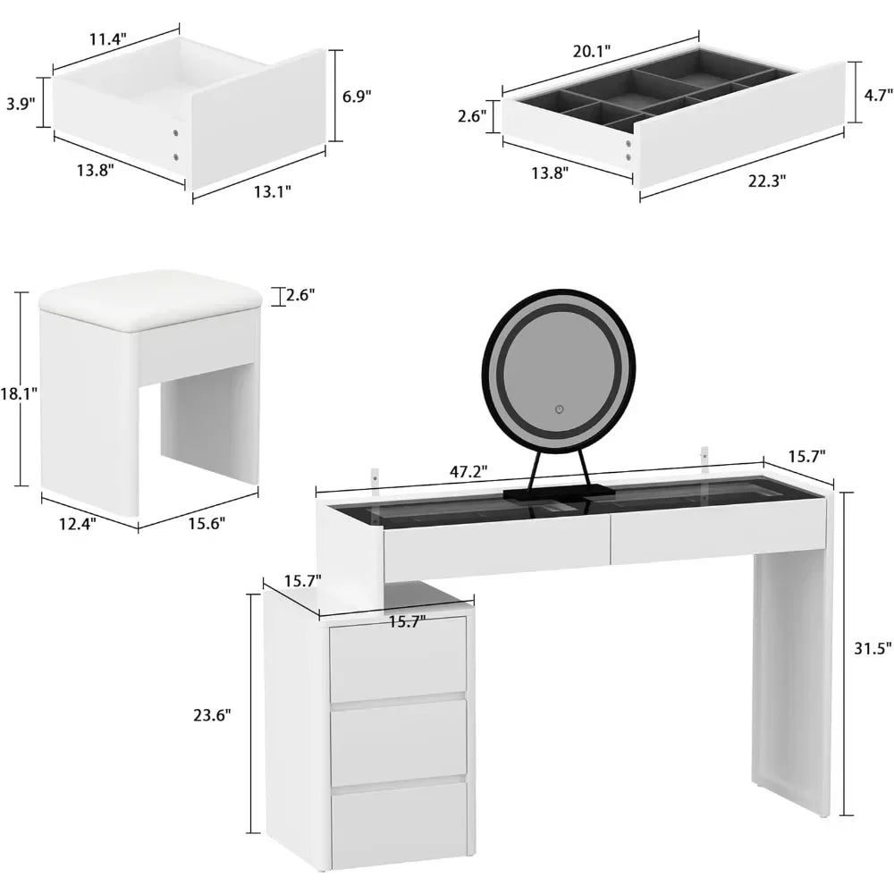 Makeup Vanity Desk Set with Lighted Mirror