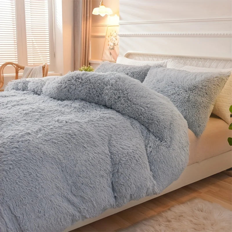 Solid Plush Duvet Cover Comfortable Bedding