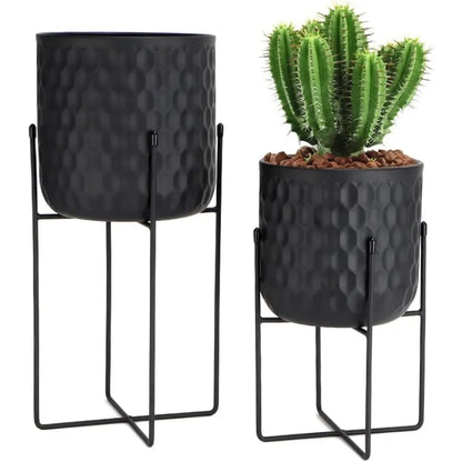 Set of 2 Modern Planters with Stand