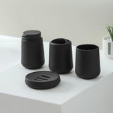 Matte Black Bathroom Accessories Set Plastic Soap Dispenser Toothbrush Holder Cup Soap Dish For Modern Bathroom Decor