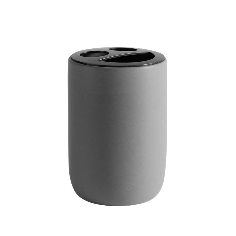 Matte Black Bathroom Accessories Set Plastic Soap Dispenser Toothbrush Holder Cup Soap Dish For Modern Bathroom Decor