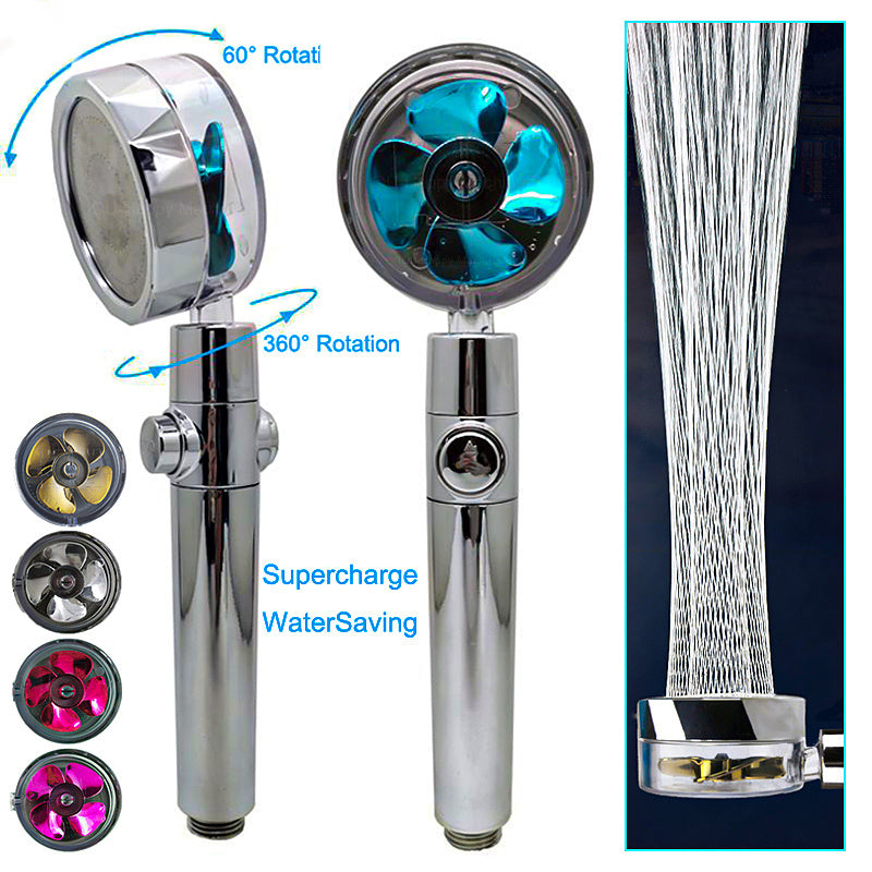 360° Rotating Water-Saving Shower Head with Built-in Fan
