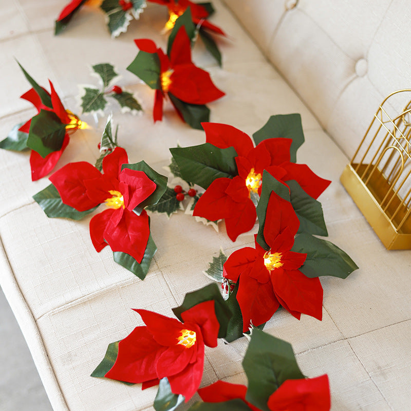 LED First-Grade Christmas Lights featuring red flowers and red fruits,