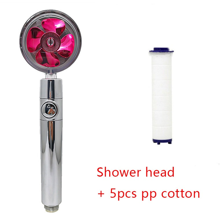 360° Rotating Water-Saving Shower Head with Built-in Fan
