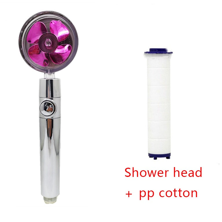 360° Rotating Water-Saving Shower Head with Built-in Fan