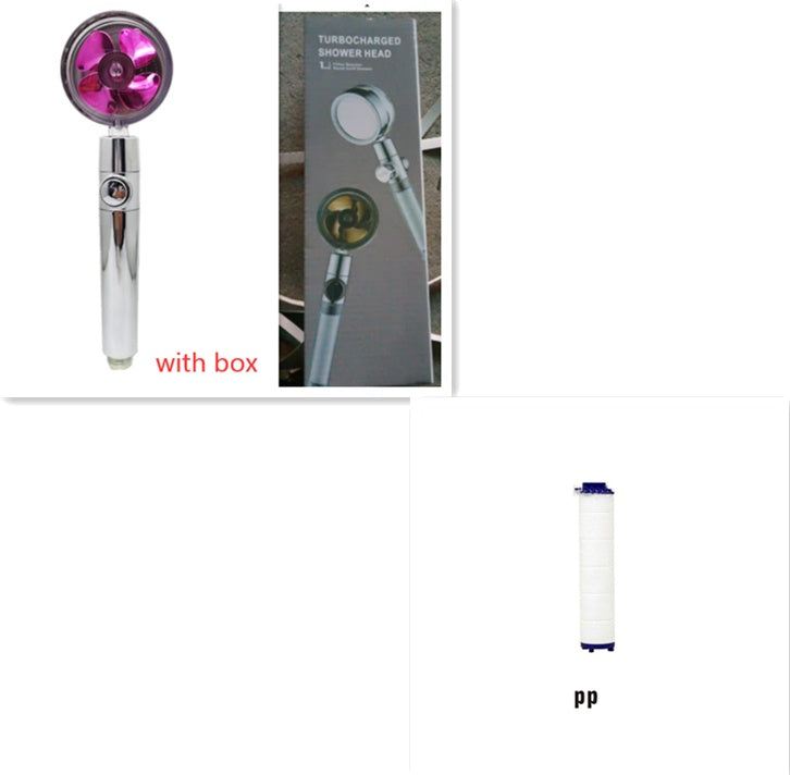 360° Rotating Water-Saving Shower Head with Built-in Fan